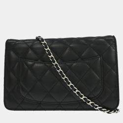 Pre Owned Chanel Black Lambskin Classic WOC Wallet On Chain