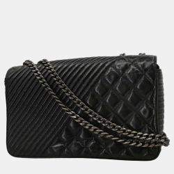 Pre Owned Chanel Black Calfskin Coco Boy Flap Shoulder Bag