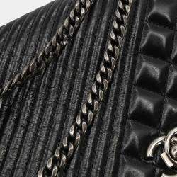 Pre Owned Chanel Black Calfskin Coco Boy Flap Shoulder Bag