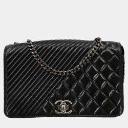 Pre Owned Chanel Black Calfskin Coco Boy Flap Shoulder Bag