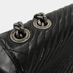 Pre Owned Chanel Black Calfskin Coco Boy Flap Shoulder Bag