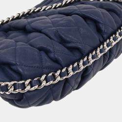 Pre Owned Chanel Blue Calfskin Chain Around Shoulder Bag