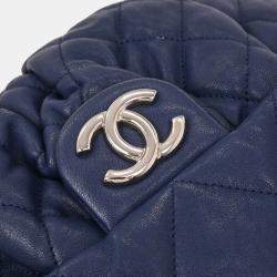 Pre Owned Chanel Blue Calfskin Chain Around Shoulder Bag
