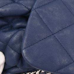Pre Owned Chanel Blue Calfskin Chain Around Shoulder Bag