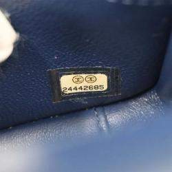 Pre Owned Chanel Navy Lambskin Chevron Shoulder Bag