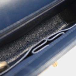 Pre Owned Chanel Navy Lambskin Chevron Shoulder Bag