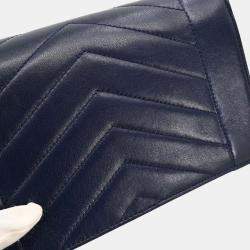 Pre Owned Chanel Navy Lambskin Chevron Shoulder Bag