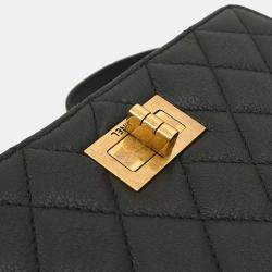 Pre Owned Chanel Black Goatskin Rita Flap Mademoiselle Lock 2way Handbag