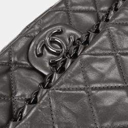 Pre Owned Chanel Gray Calfskin Luxury Line Chain Shoulder Bag