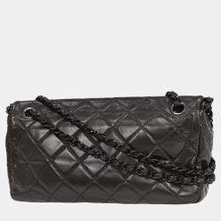 Pre Owned Chanel Gray Calfskin Luxury Line Chain Shoulder Bag