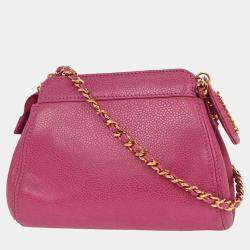 Pre Owned Chanel Pink Calfskin Shoulder Bag