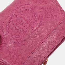 Pre Owned Chanel Pink Calfskin Shoulder Bag