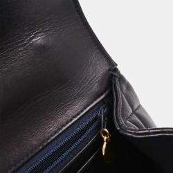 Pre Owned Chanel Navy Lambskin Top Handle Handbag