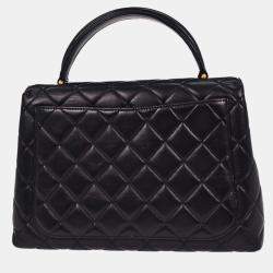 Pre Owned Chanel Navy Lambskin Top Handle Handbag