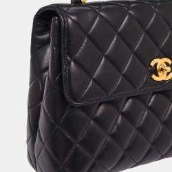 Pre Owned Chanel Navy Lambskin Top Handle Handbag