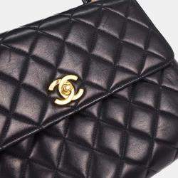 Pre Owned Chanel Navy Lambskin Top Handle Handbag