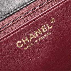 Pre Owned Chanel Black Lambskin Turnlock Medium Half Flap Shoulder Bag