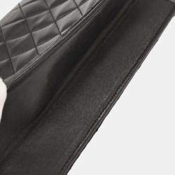 Pre Owned Chanel Black Lambskin Turnlock Medium Half Flap Shoulder Bag
