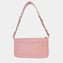 Pre Owned Chanel Pink Calfskin Shoulder Bag