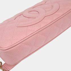 Pre Owned Chanel Pink Calfskin Shoulder Bag