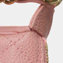 Pre Owned Chanel Pink Calfskin Shoulder Bag