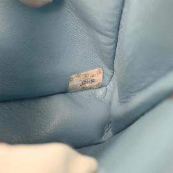 Pre Owned Chanel Light Blue Suede Straight Flap Handbag