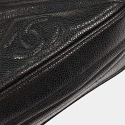 Pre Owned Chanel Black Calfskin Bias Stitch Camera Bag Mini