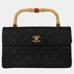 Pre Owned Chanel Black Satin Handbag