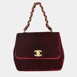 Pre Owned Chanel Bordeaux Velvet Mademoiselle Chain Handbag