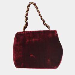 Pre Owned Chanel Bordeaux Velvet Mademoiselle Chain Handbag