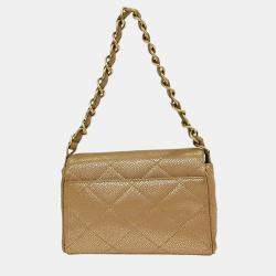Pre Owned Chanel Beige Calfskin Handbag