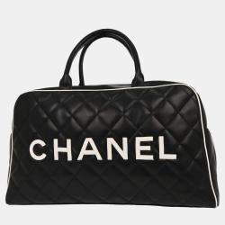 Pre Owned Chanel Black Calfskin Travel Bowling Bag