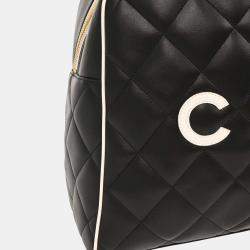 Pre Owned Chanel Black Calfskin Travel Bowling Bag