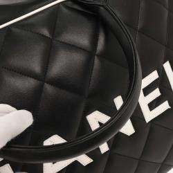 Pre Owned Chanel Black Calfskin Travel Bowling Bag