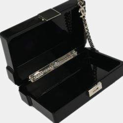 Pre Owned حقيبة كلتش شانييل أكريليك سوداء على شكل شريط كاسيت