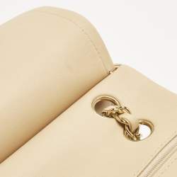 Pre Owned Chanel Beige Quilted Leather Medium Classic Double Flap Bag