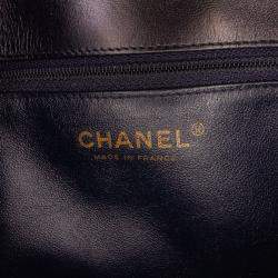 Pre Owned Chanel Black CC Horizontal Quilted Lambskin Double Flap