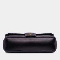 Pre Owned Chanel Black CC Horizontal Quilted Lambskin Double Flap