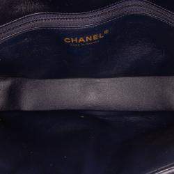 Pre Owned Chanel Black CC Horizontal Quilted Lambskin Double Flap