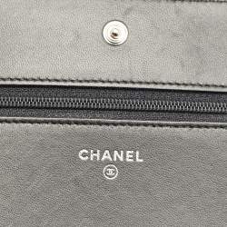 Pre Owned Chanel Black Quilted Leather Coco Boy Wallet on Chain