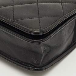 Pre Owned Chanel Black Quilted Leather Coco Boy Wallet on Chain