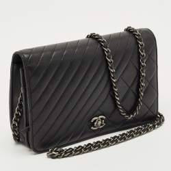 Pre Owned Chanel Black Quilted Leather Coco Boy Wallet on Chain