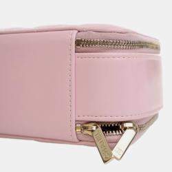 Pre Owned Chanel Pink Mini CC Glazed Calfskin Double Zip Top Handle Vanity Case