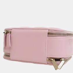 Pre Owned Chanel Pink Mini CC Glazed Calfskin Double Zip Top Handle Vanity Case