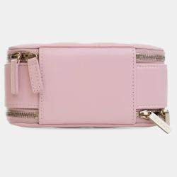 Pre Owned Chanel Pink Mini CC Glazed Calfskin Double Zip Top Handle Vanity Case