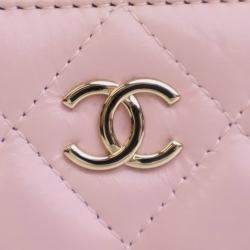 Pre Owned Chanel Pink Mini CC Glazed Calfskin Double Zip Top Handle Vanity Case