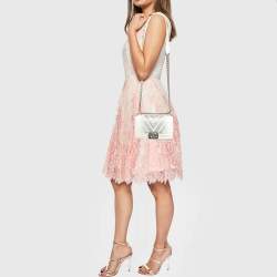 Pre Owned Chanel White/Grey Chevron Lizard and Leather Small Boy Flap Bag