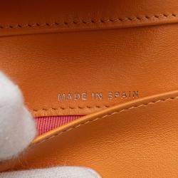 Pre Owned Chanel Orange Quilted Caviar 19 Compact Flap Wallet