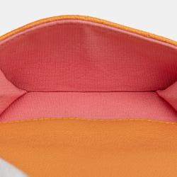 Pre Owned Chanel Orange Quilted Caviar 19 Compact Flap Wallet