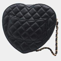 Pre Owned Chanel Black Lambskin CC in Love Heart Crossbody